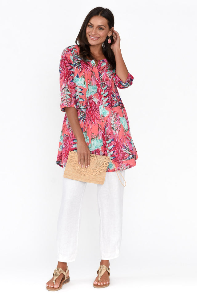 Indra Pink Bloom Cotton Tunic Top image 3