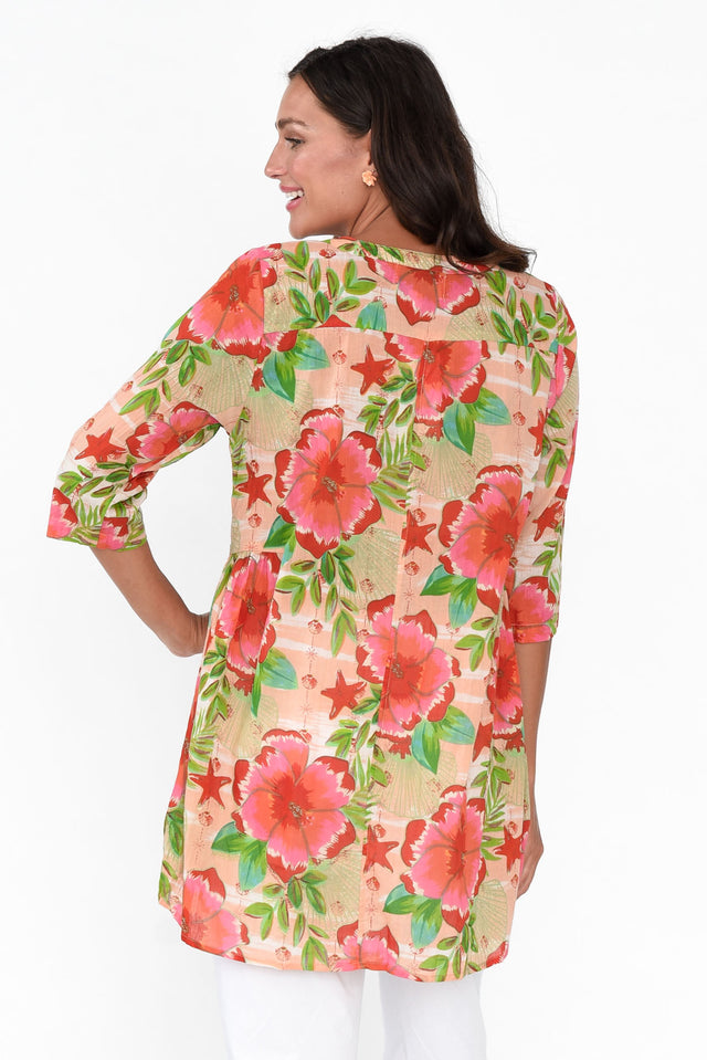Indra Pink Flower Cotton Tunic Top image 6