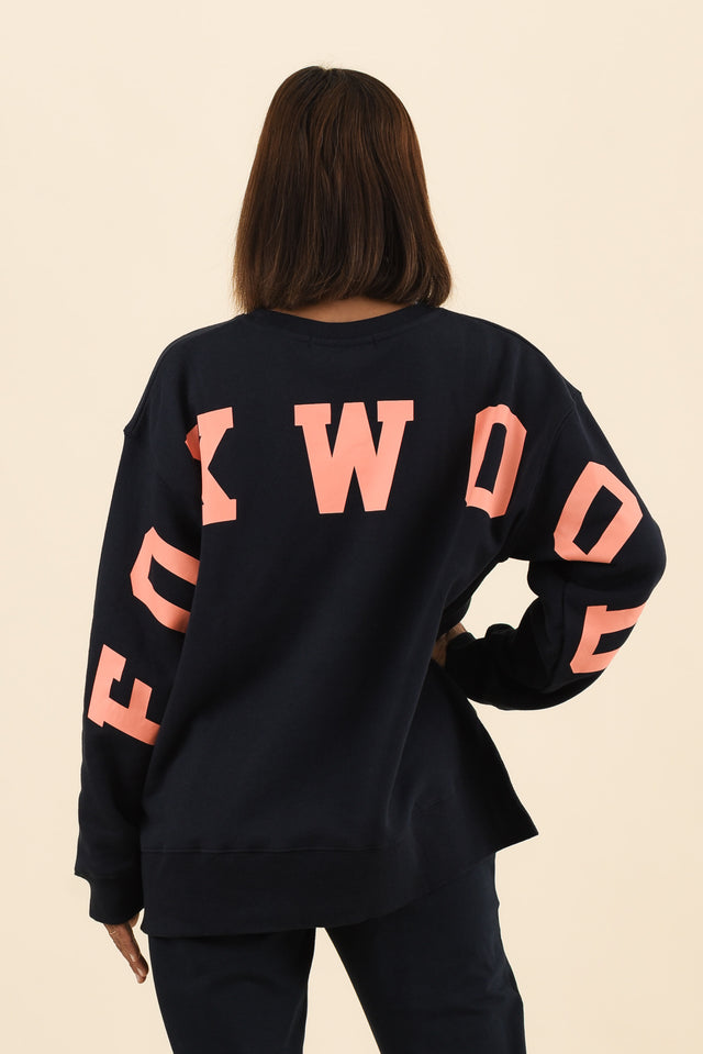 Interval Navy Crewneck Sweatshirt,Back,Brunette model,alt text|model:Cara image 6