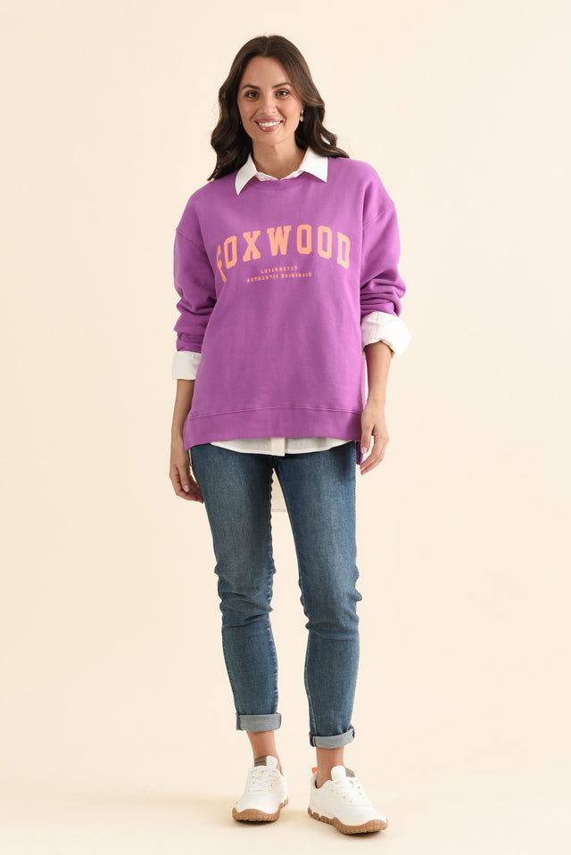 Interval Purple Crewneck Sweatshirt,brunette model,Full Outfit,alt text|model:MJ image 2