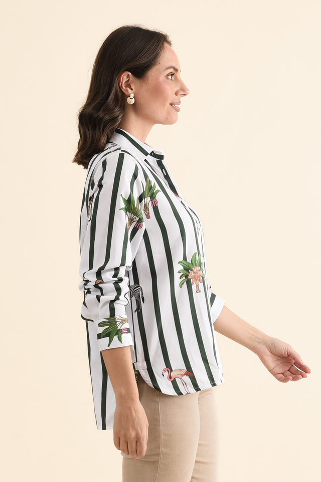 Isa White Safari Cotton Shirt,brunette model,Side of Outfit,alt text|model:MJ image 3