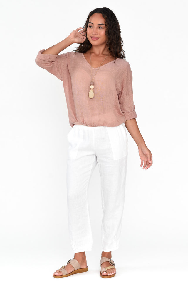Isadora Dusty Rose Linen Top