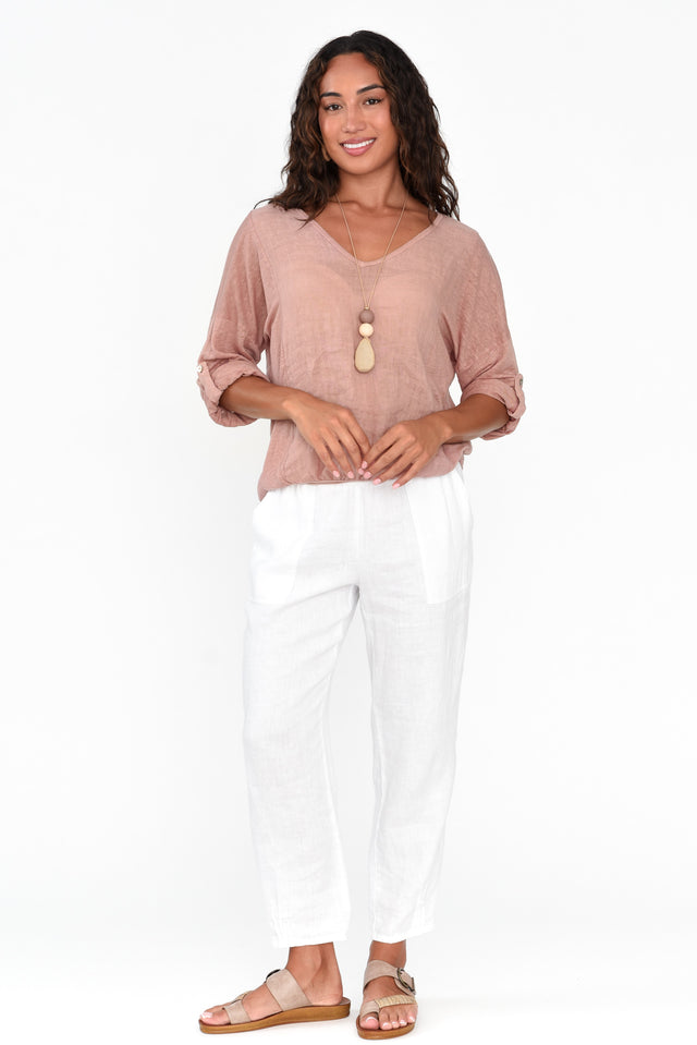 Isadora Dusty Rose Linen Top