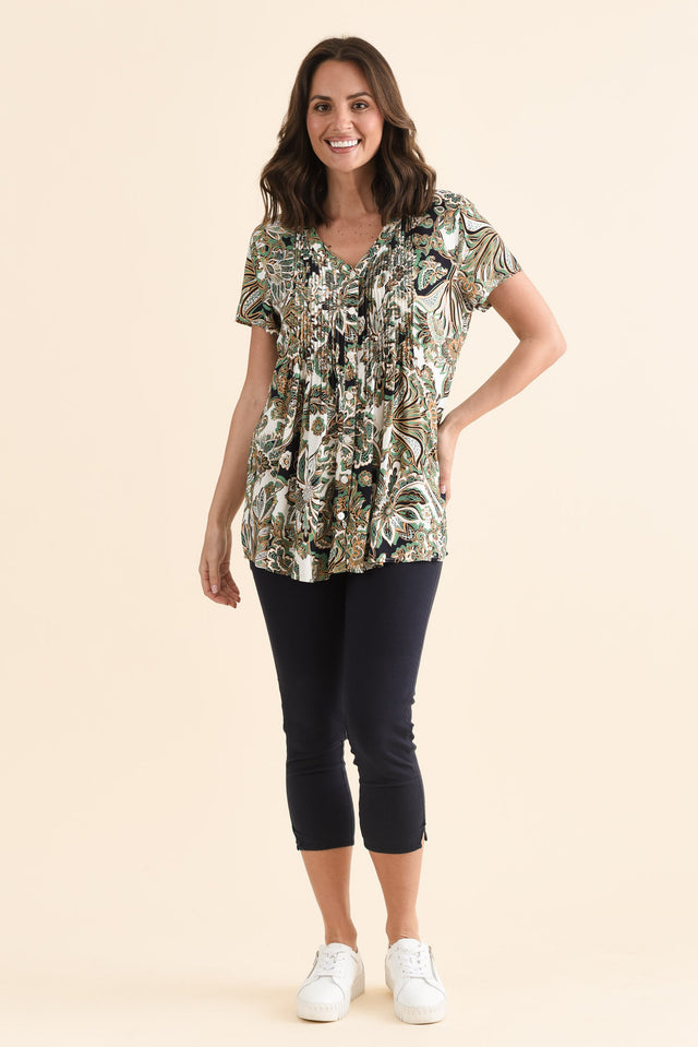 Isobel Mint Floral Button Top