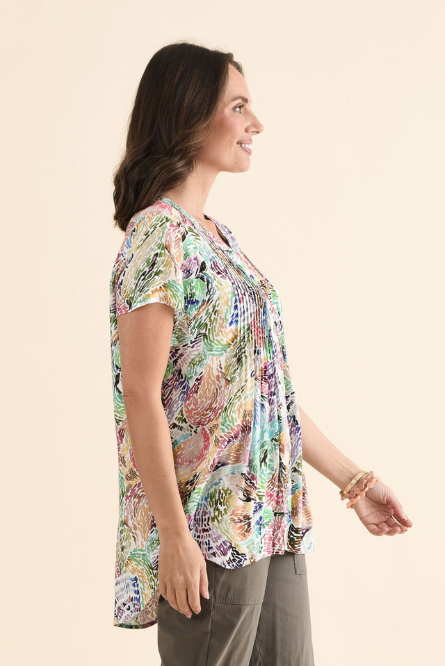 Isobel Pink Abstract Button Top image 3