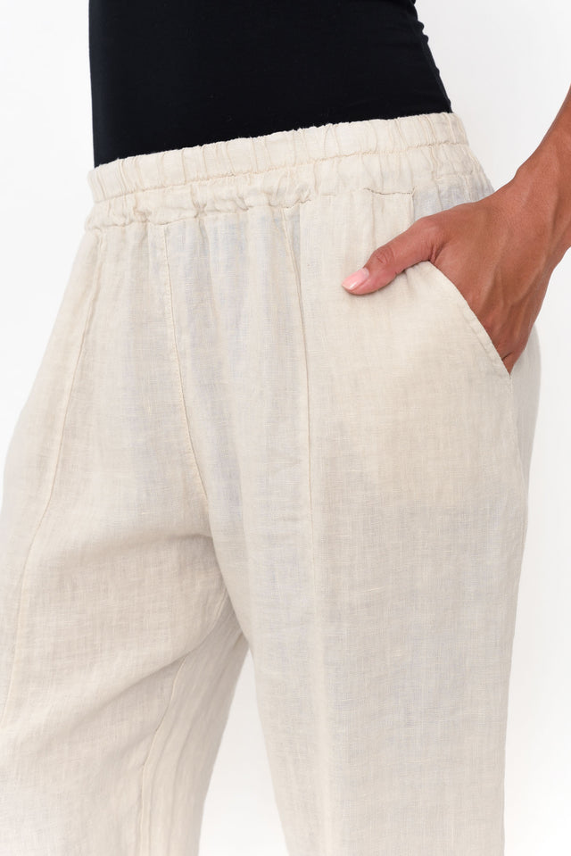 Isolara Beige Linen Gathered Pants