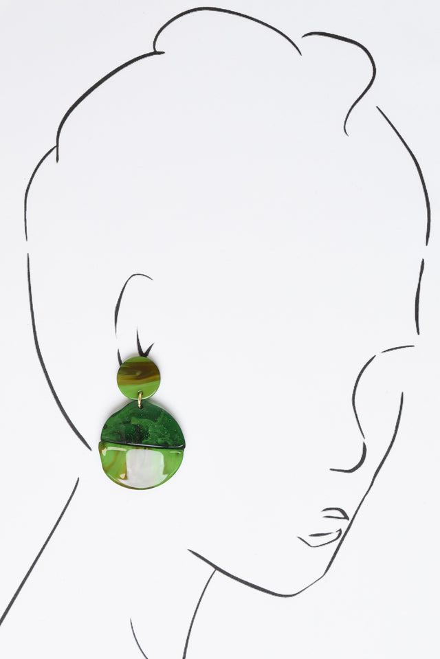 Isolde Green Glitter Circle Earrings