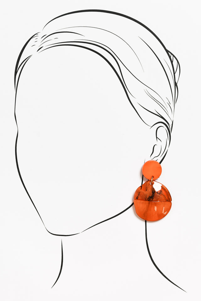 Isolde Orange Glitter Circle Earrings