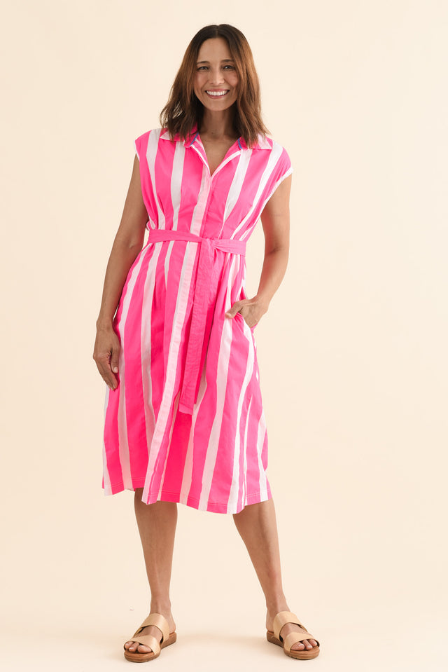 Isolde Pink Stripe Cotton Tie Dress image 2