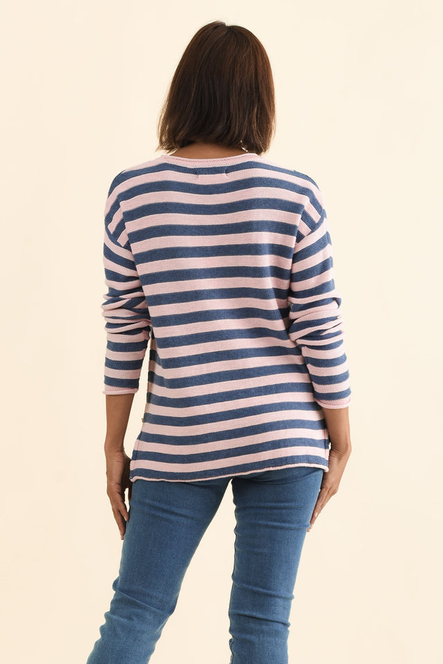 Ivana Pink Stripe Organic Cotton Knit Jumper,Brunette model,alt text|model:Cara image 5