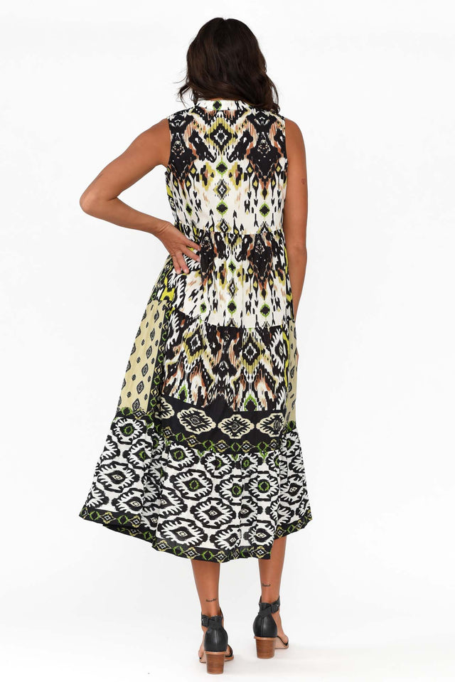 Izmir Black Geo Organic Cotton Sleeveless Dress