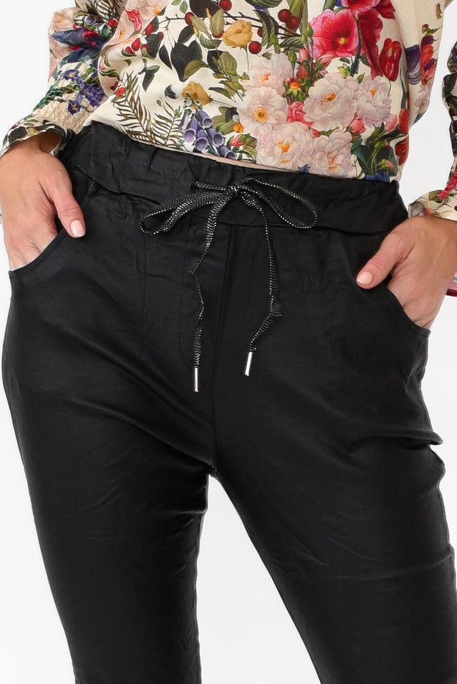 Jacinta Black Wet Look Stretch Pants