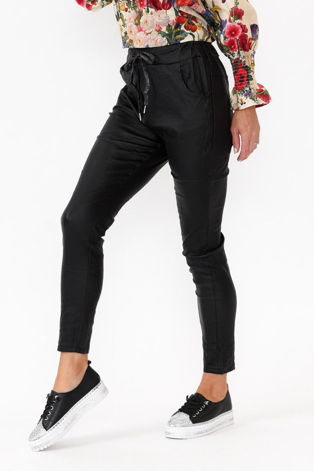 Jacinta Black Wet Look Stretch Pants