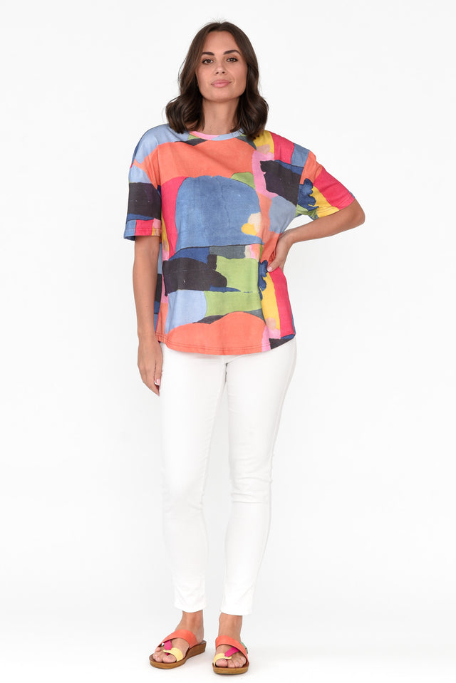 Jacoba Orange Abstract Cotton Top