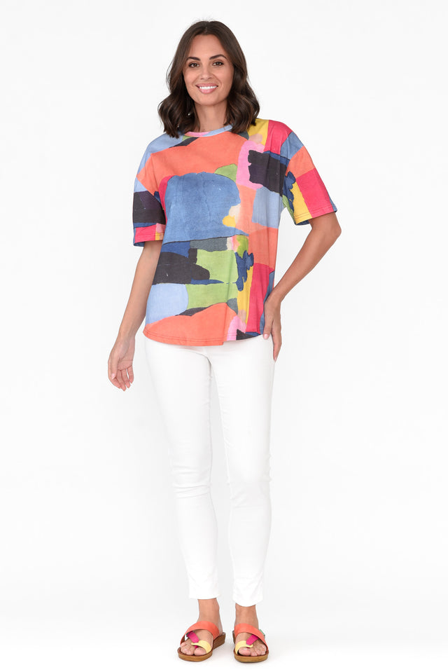 Jacoba Orange Abstract Cotton Top