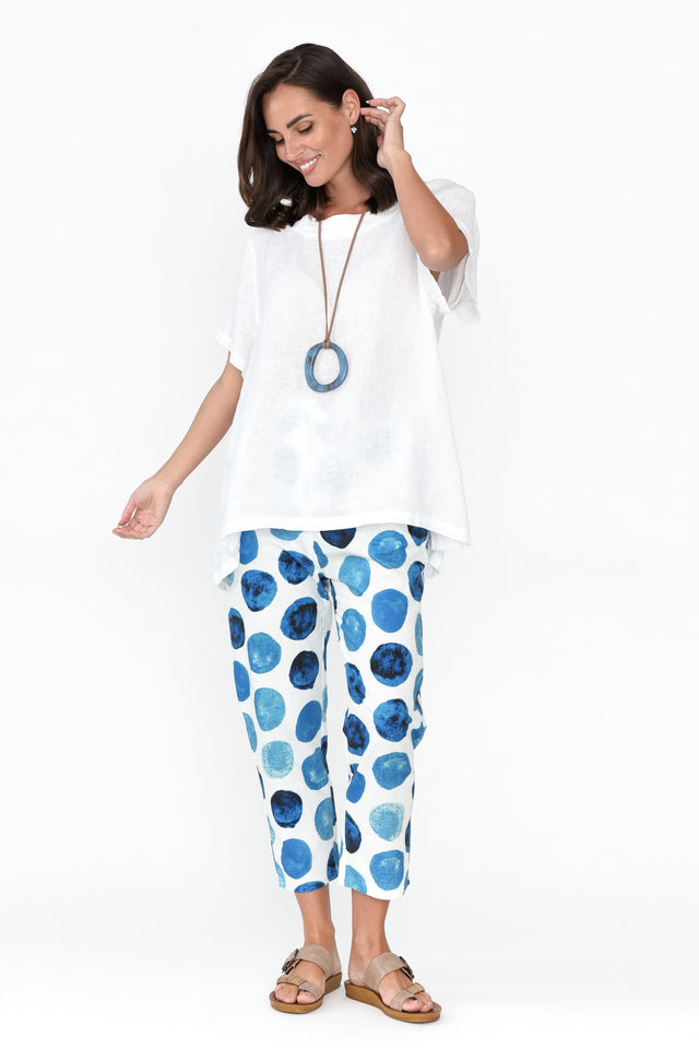 Jacqui Blue Spot Linen Pants