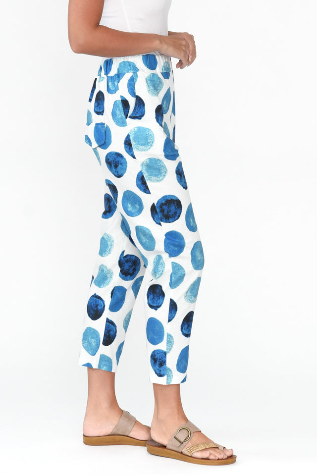 Jacqui Blue Spot Linen Pants