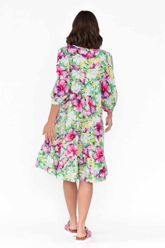 Jadon Pink Blossom Shirred Dress