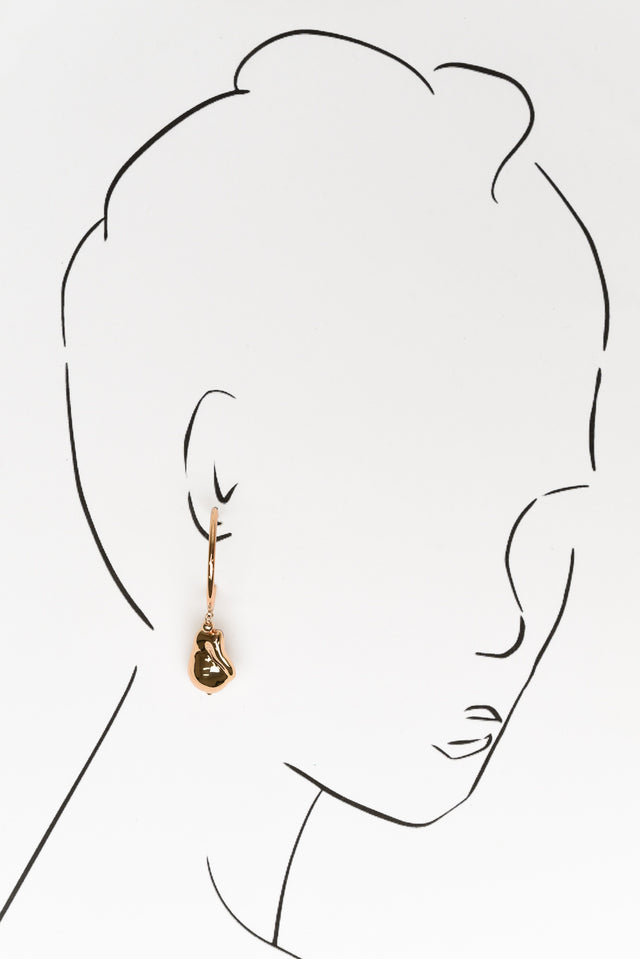 Jalissa Gold Cast Pearl Hoop Earrings image 2