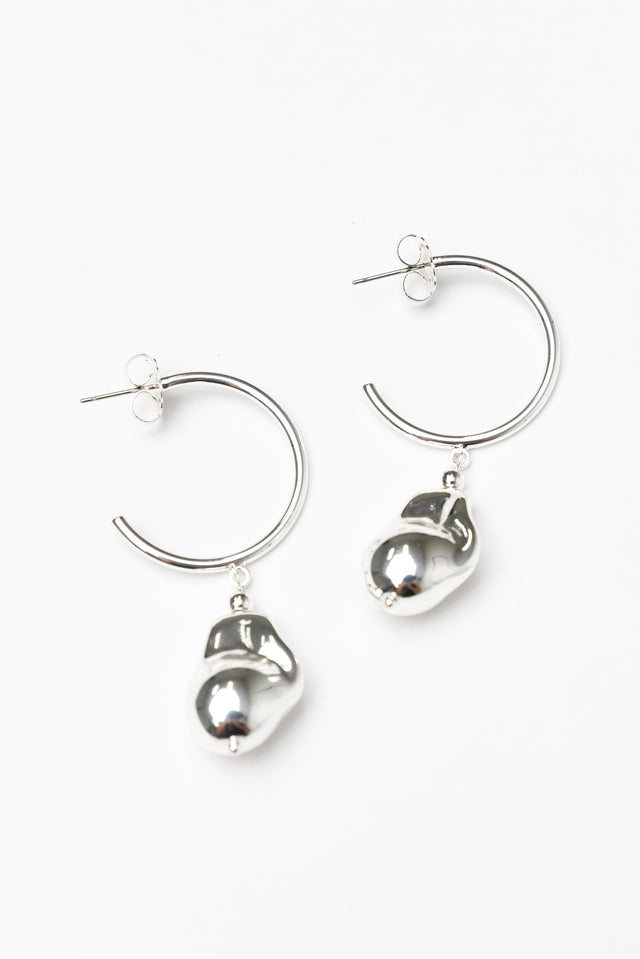 Jalissa Silver Cast Pearl Hoop Earrings