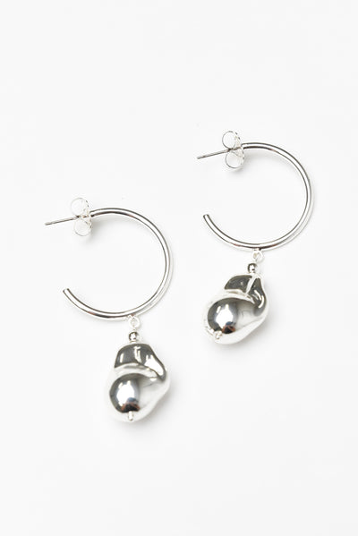 Jalissa Silver Cast Pearl Hoop Earrings