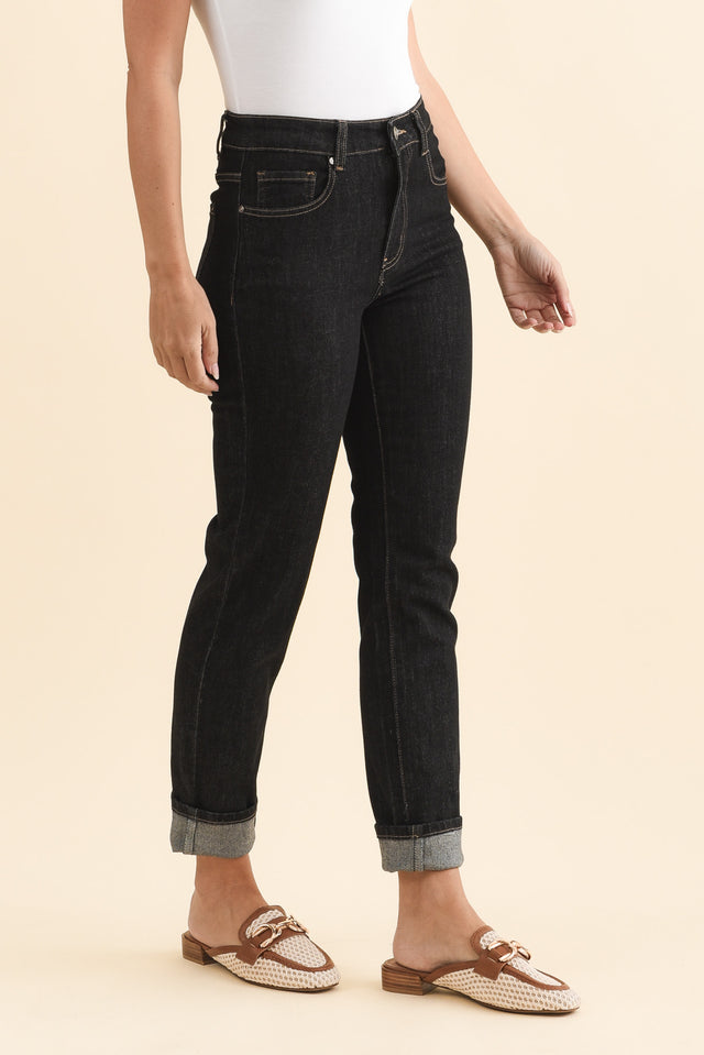 James Black Denim Stretch Jeans,Brunette model,alt text|model:MJ image 4
