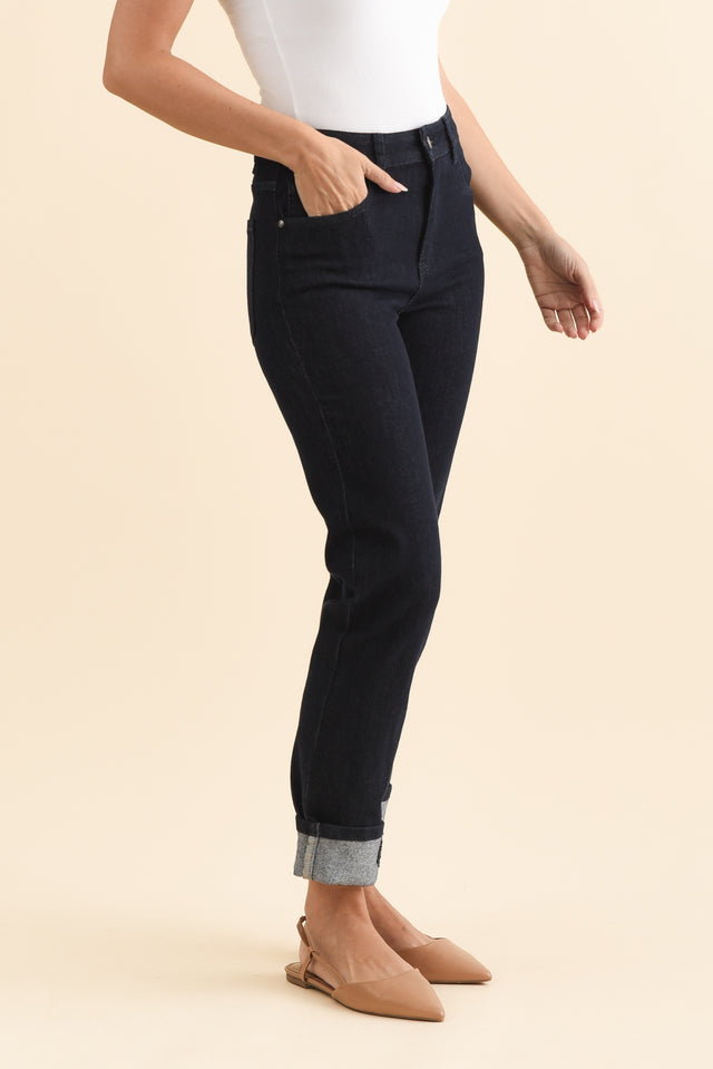 James Dark Blue Denim Stretch Jeans,Brunette model,alt text|model:MJ image 5