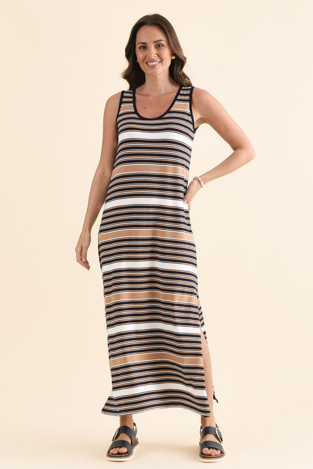Janet Tan Stripe Bamboo Maxi Dress,Full Body,Brunette model,alt text|model:MJ image 6