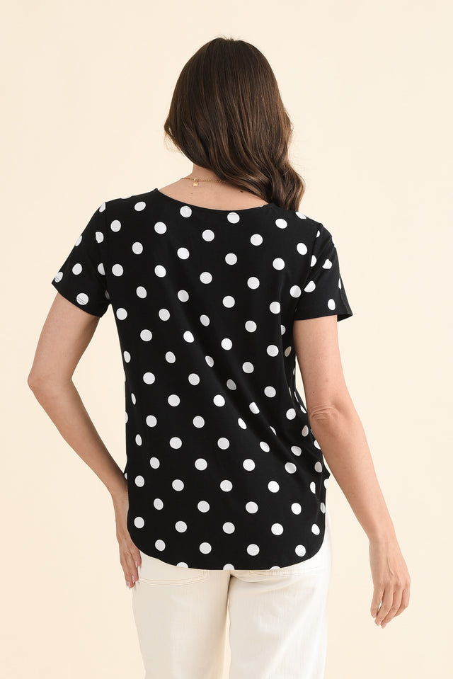 Janis Black Spot Bamboo Tee,Back,Brunette model,alt text|model:MJ image 4