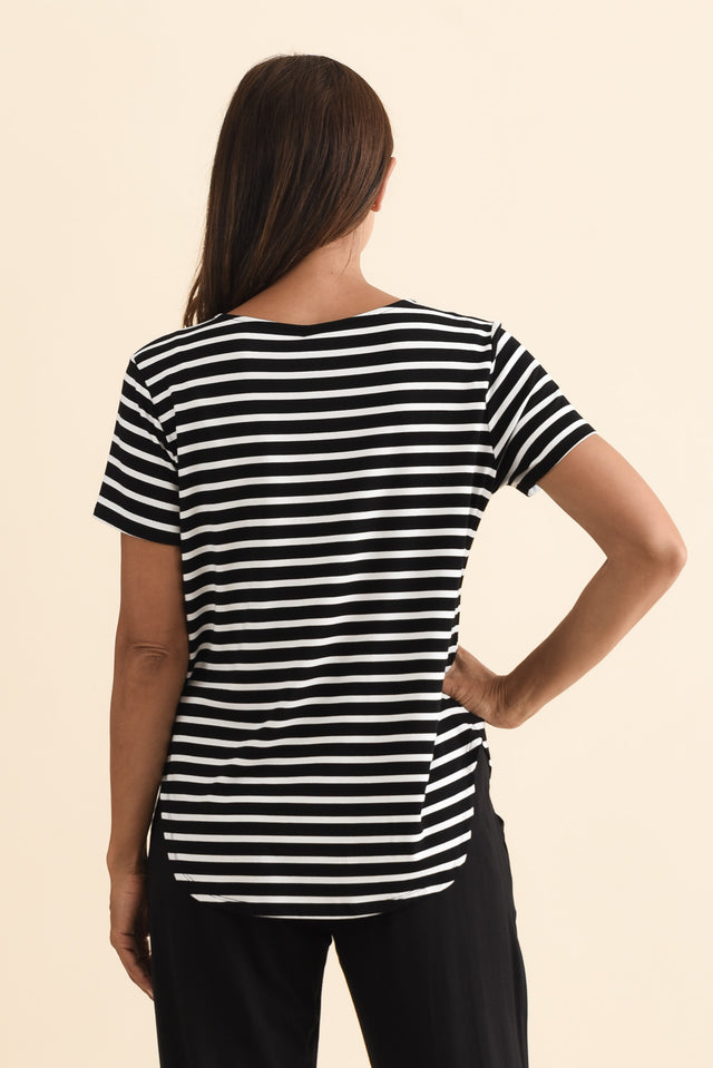 Janis Black Stripe Bamboo Tee,Brunette model,alt text|model:Cara image 7