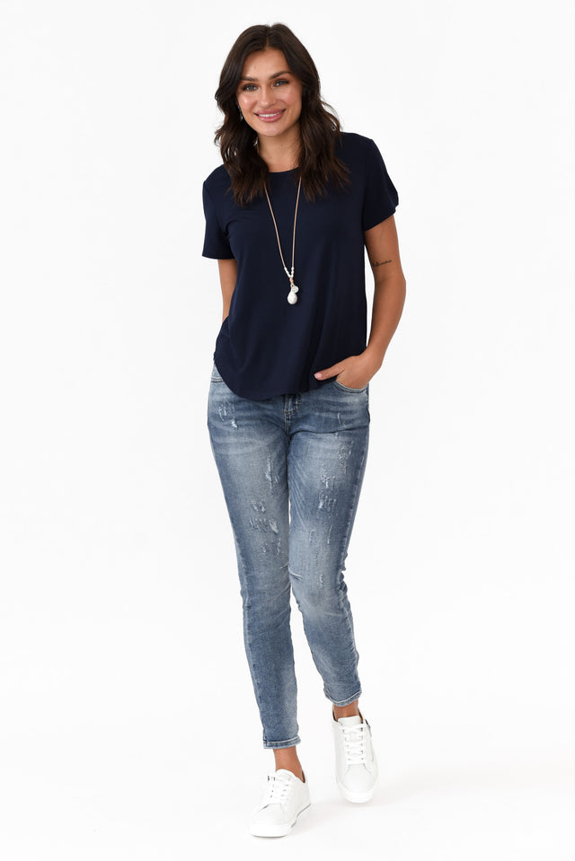 Janis Navy Bamboo Tee