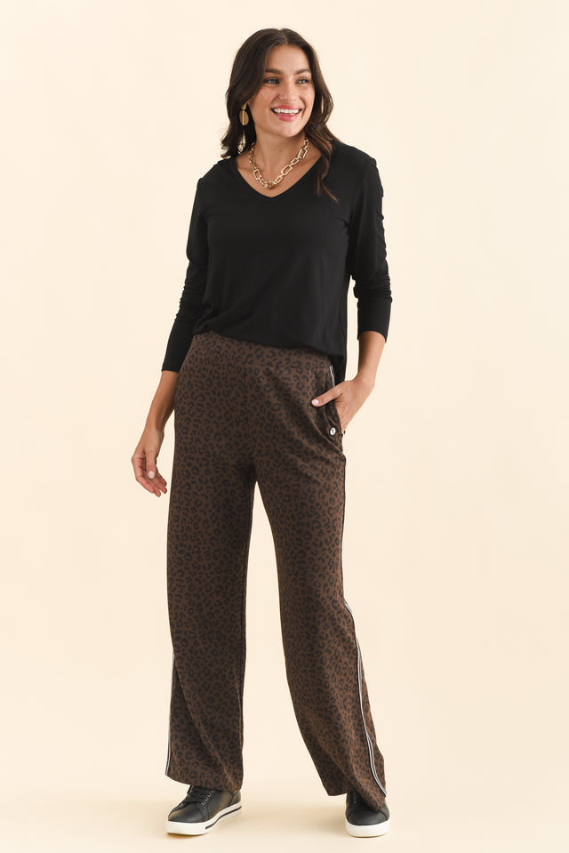 Jason Brown Leopard Sweatpants,Brunette model,alt text|model:Brontie image 3