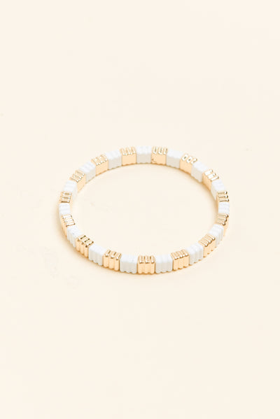 Java White Beaded Bracelet