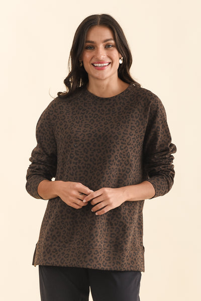 Jayden Brown Leopard Crew Sweatshirt