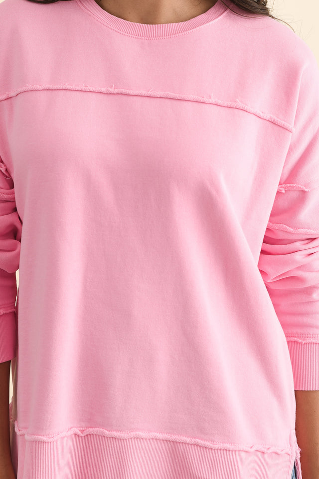 Jayne Pink Cotton Crewneck Sweatshirt,Brunette model,alt text|model:Brontie image 6