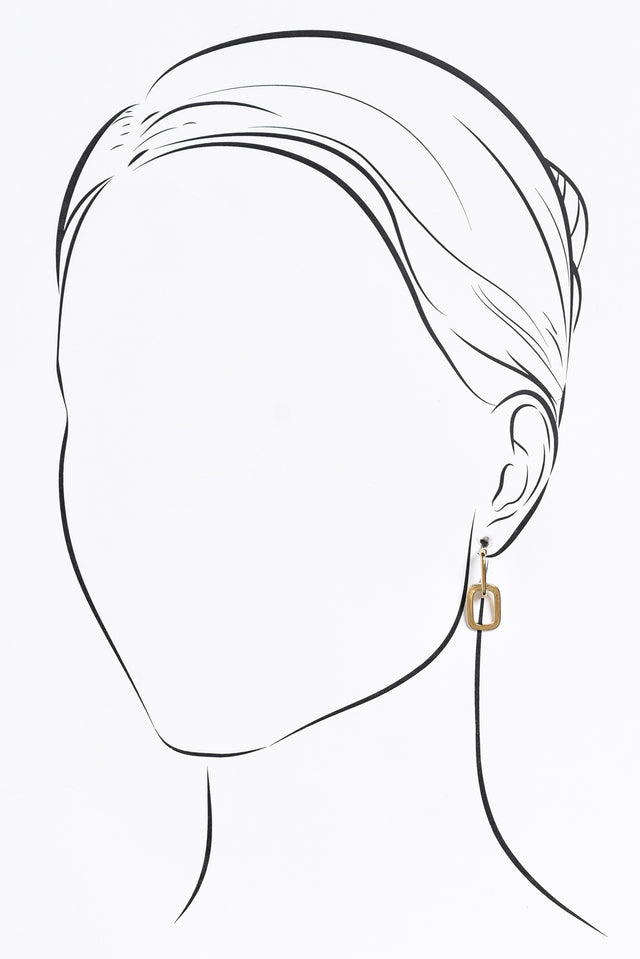 Jeanie Gold Rectangle Drop Earrings image 2