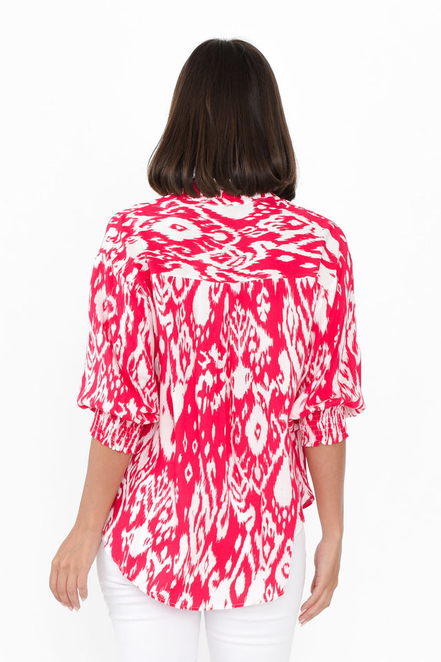 Jemima Pink Ikat Shirt,Brunette model,alt text|model:MJ image 6
