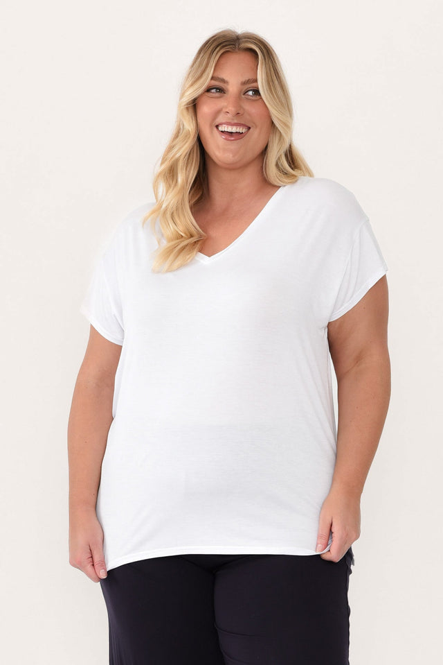 Jenkins White Modal Tee,Blonde model,alt text|model:Caitlin image 8