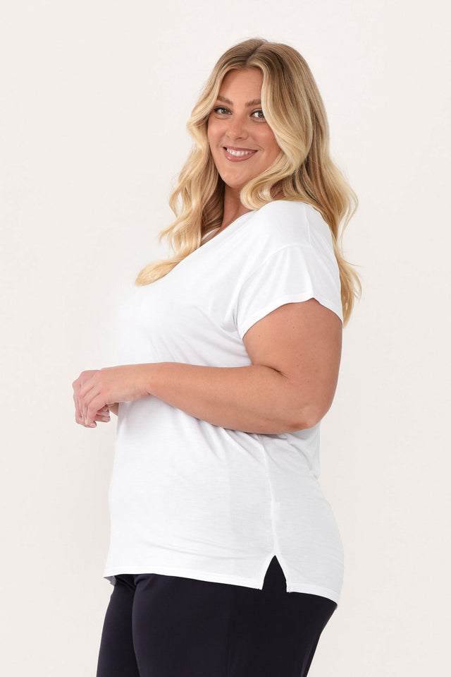 Jenkins White Modal Tee,Blonde model,alt text|model:Caitlin image 10