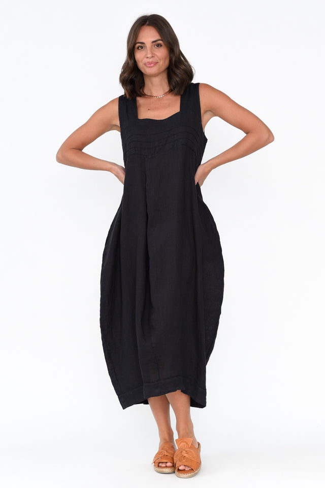 Jenny Navy Sleeveless Linen Dress
