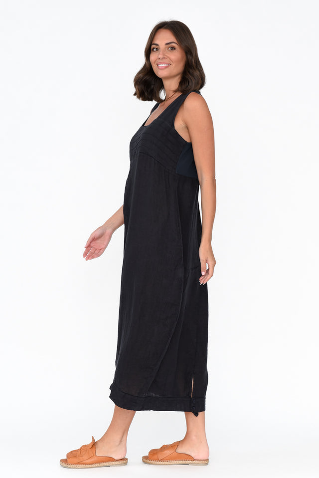 Jenny Navy Sleeveless Linen Dress