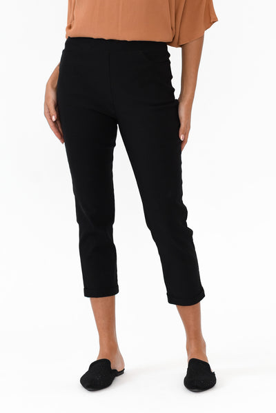 Jensen Black Cotton Stretch Pants