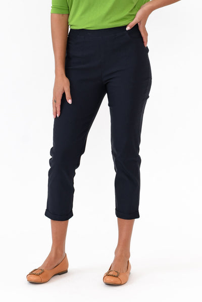 Jensen Navy Cotton Stretch Pants