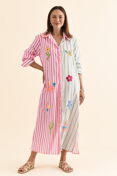 Jerry Blue Flora Cotton Embroidered Dress