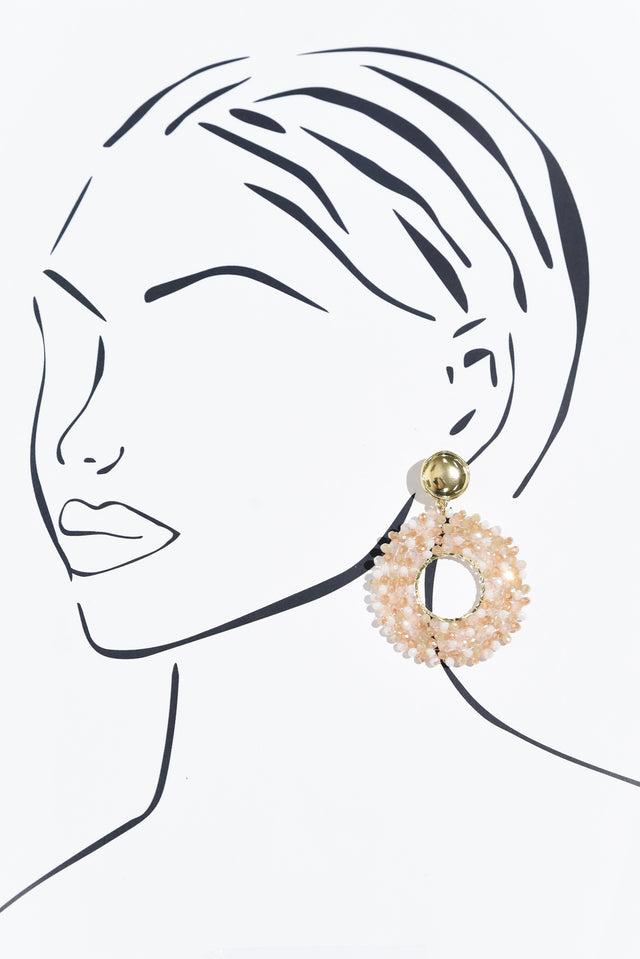 Jing Pink Bead Drop Earrings