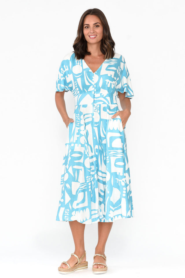 Joel Blue Abstract Button Dress image 3