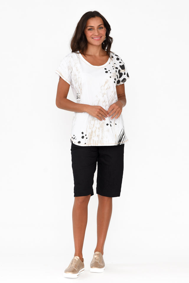 Asha Black Cotton Blend Drawstring Shorts image 5
