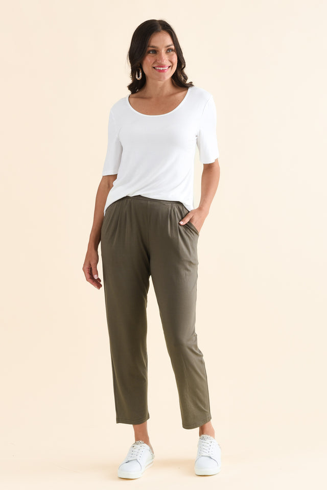 Kennedy Khaki Stretch Pocket Pants,Full Body,Brunette model,alt text|model:Brontie image 6