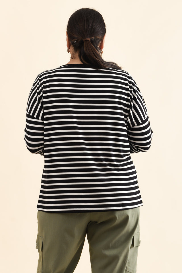 Josette Black Stripe Bamboo Top,Back,Brunette model,alt text|model:Pilita image 12
