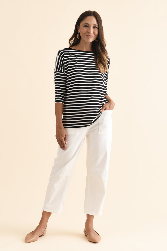 Josette Black Stripe Bamboo Top,Brunette model,alt text|model:Cara image 8